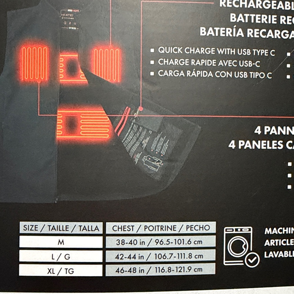 32 Degrees Black Heated Vest with Rechargeable Battery XL NWT - Picture 5 of 5